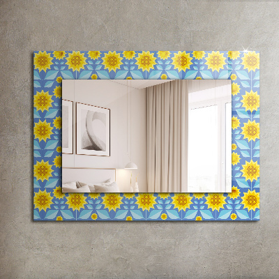 Miroir rectangulaire imprimé Motif de feuilles de tournesols