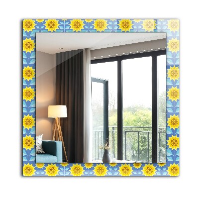 Miroir rectangulaire imprimé Motif de feuilles de tournesols