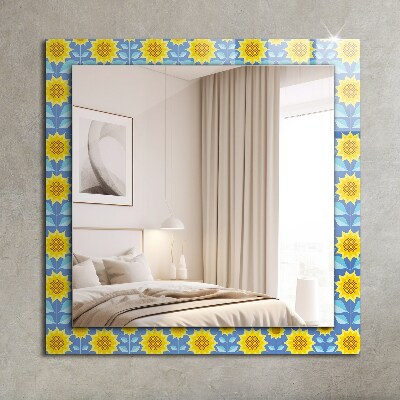 Miroir rectangulaire imprimé Motif de feuilles de tournesols