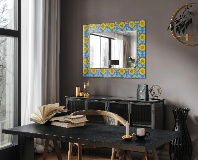 Miroir rectangulaire imprimé Motif de feuilles de tournesols