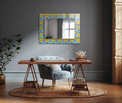 Miroir rectangulaire imprimé Motif de feuilles de tournesols