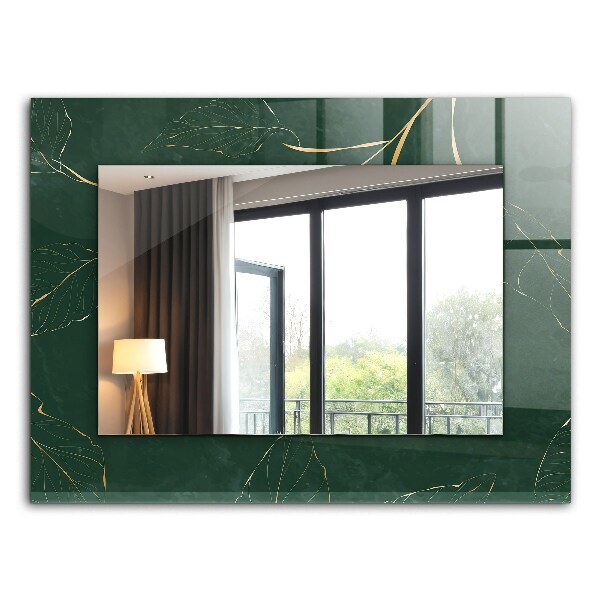 Miroir rectangulaire avec décoration Feuilles vertes dorées