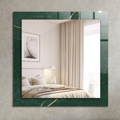 Miroir rectangulaire avec décoration Feuilles vertes dorées