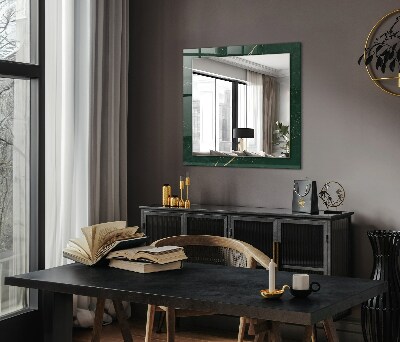 Miroir rectangulaire avec décoration Feuilles vertes dorées