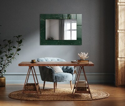 Miroir rectangulaire avec décoration Feuilles vertes dorées
