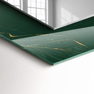 Miroir rectangulaire avec décoration Feuilles vertes dorées