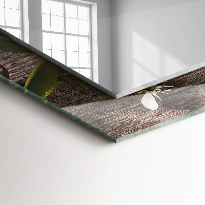 Miroir rectangulaire imprimé Fleurs sur bois