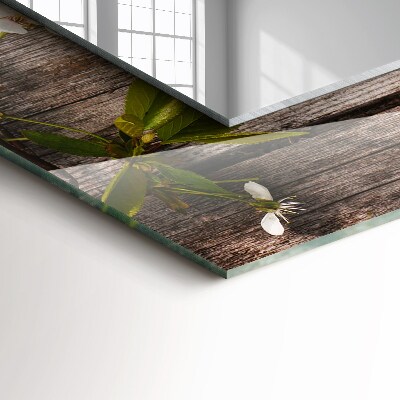 Miroir rectangulaire imprimé Fleurs sur bois