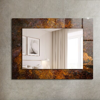 Miroir rectangulaire avec décoration Surface métallique rouillée