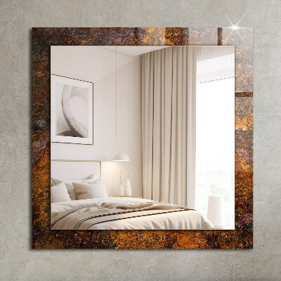 Miroir rectangulaire avec décoration Surface métallique rouillée