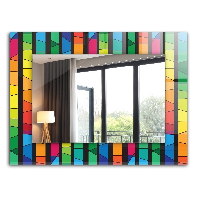 Miroir rectangulaire avec décoration Rayures de vitraux colorés
