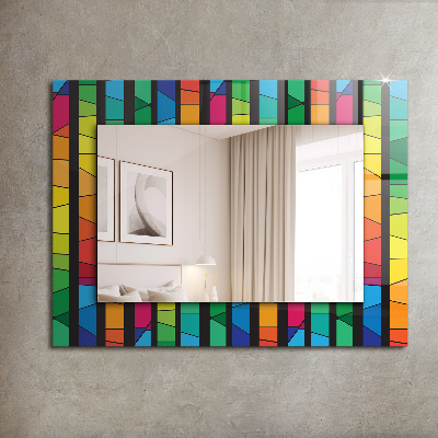 Miroir rectangulaire avec décoration Rayures de vitraux colorés