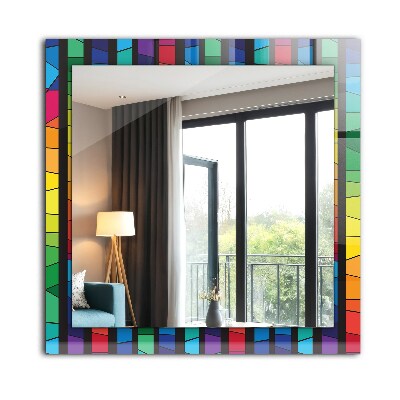Miroir rectangulaire avec décoration Rayures de vitraux colorés
