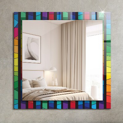Miroir rectangulaire avec décoration Rayures de vitraux colorés