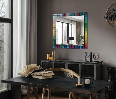 Miroir rectangulaire avec décoration Rayures de vitraux colorés