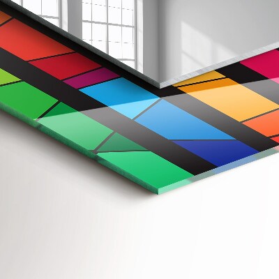 Miroir rectangulaire avec décoration Rayures de vitraux colorés