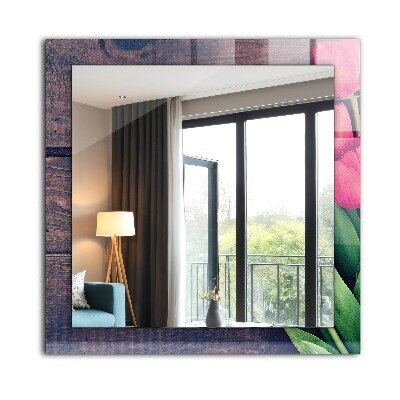 Miroir rectangulaire imprimé Bois de tulipes roses
