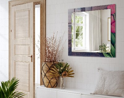 Miroir rectangulaire imprimé Bois de tulipes roses