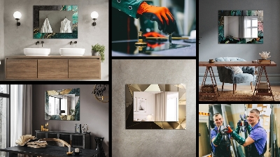 Miroir rectangulaire imprimé Carreaux de mosaïque colorés