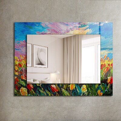 Miroir rectangulaire avec décoration Champ de tulipes
