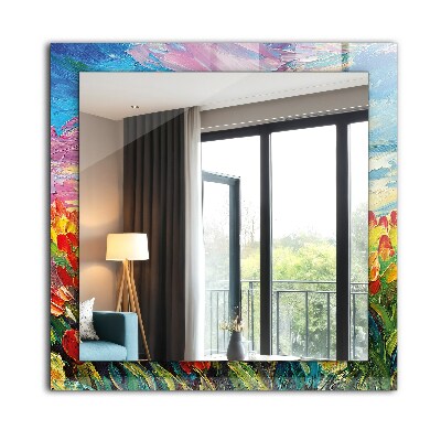 Miroir rectangulaire avec décoration Champ de tulipes
