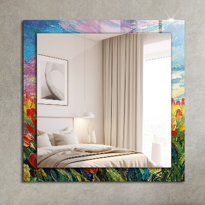 Miroir rectangulaire avec décoration Champ de tulipes