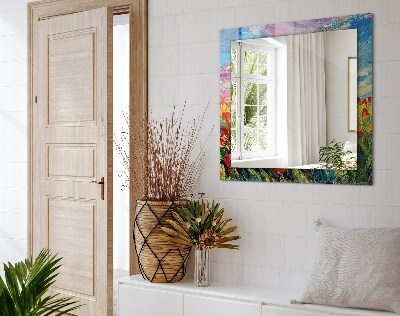 Miroir rectangulaire avec décoration Champ de tulipes