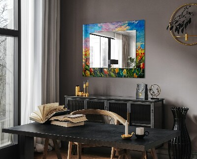 Miroir rectangulaire avec décoration Champ de tulipes