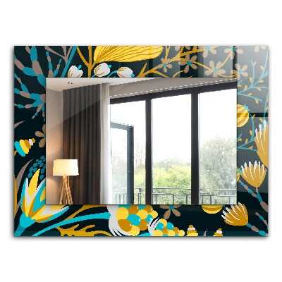 Miroir rectangulaire imprimé Motifs de fleurs et de feuilles