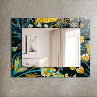 Miroir rectangulaire imprimé Motifs de fleurs et de feuilles