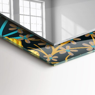 Miroir rectangulaire imprimé Motifs de fleurs et de feuilles