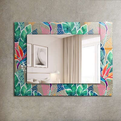 Miroir rectangulaire imprimé Fleurs et feuilles