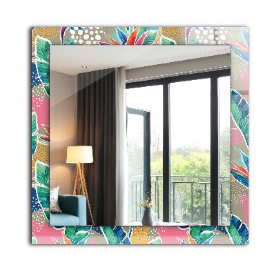 Miroir rectangulaire imprimé Fleurs et feuilles