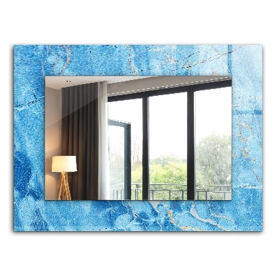 Miroir rectangulaire avec décoration Motif marbre bleu