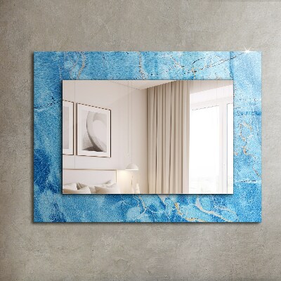Miroir rectangulaire avec décoration Motif marbre bleu