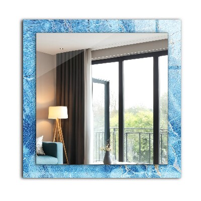 Miroir rectangulaire avec décoration Motif marbre bleu
