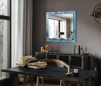 Miroir rectangulaire avec décoration Motif marbre bleu