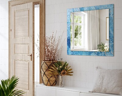 Miroir rectangulaire avec décoration Motif marbre bleu