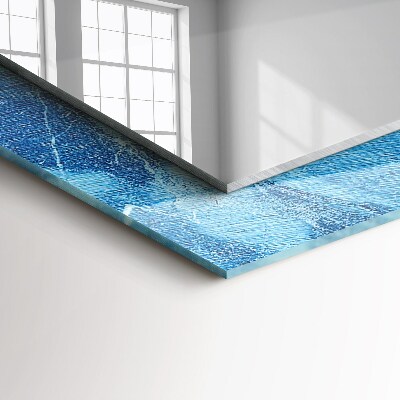 Miroir rectangulaire avec décoration Motif marbre bleu
