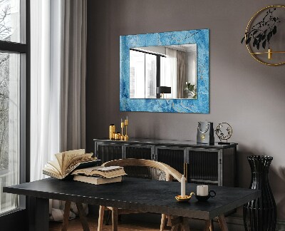 Miroir rectangulaire avec décoration Motif marbre bleu