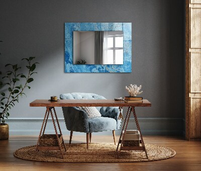 Miroir rectangulaire avec décoration Motif marbre bleu