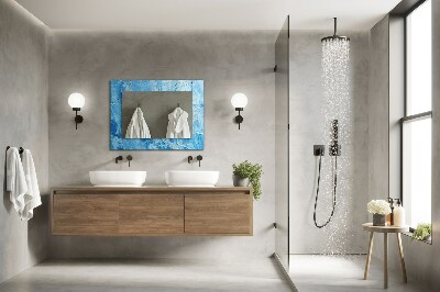 Miroir rectangulaire avec décoration Motif marbre bleu