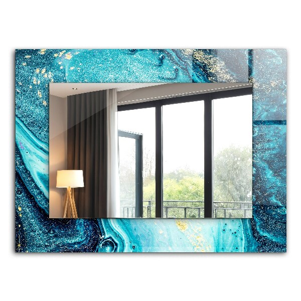 Miroir rectangulaire imprimé Art abstrait bleu