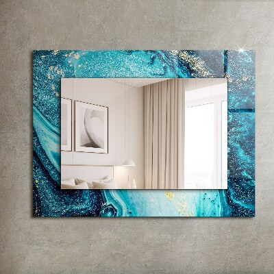 Miroir rectangulaire imprimé Art abstrait bleu