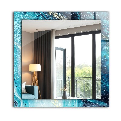 Miroir rectangulaire imprimé Art abstrait bleu