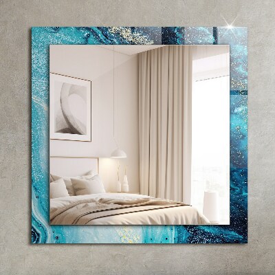 Miroir rectangulaire imprimé Art abstrait bleu