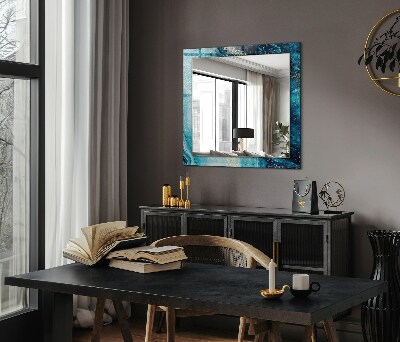 Miroir rectangulaire imprimé Art abstrait bleu