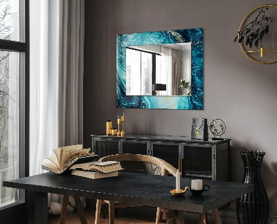 Miroir rectangulaire imprimé Art abstrait bleu