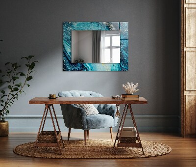 Miroir rectangulaire imprimé Art abstrait bleu