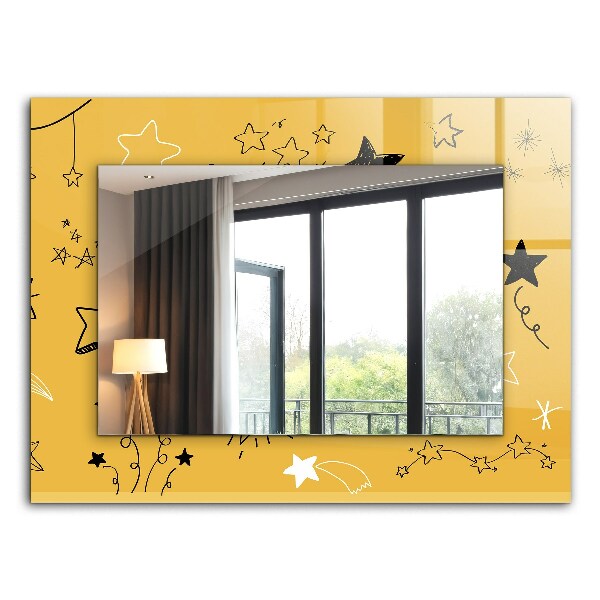 Miroir rectangulaire avec décoration Dessins de diverses étoiles